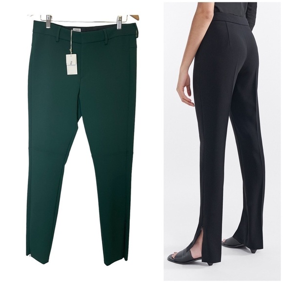 FILIPPA K NWT Pants Slim Tailored Ankle Zip Trousers Forest Green Designer sz L - Picture 1 of 14